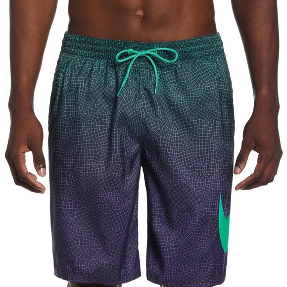 NEW Green/Purple Grid Swoosh Volley Hybrid Swim Trunks / Shorts - Sizes S/L/XXL - Picture 3 of 9